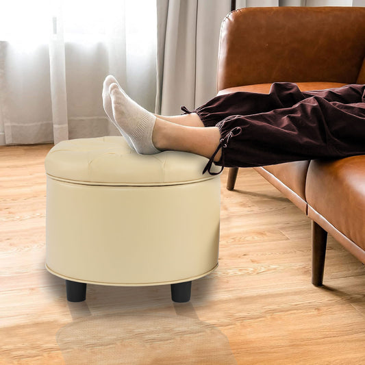 Beige Sofa Ottoman Living Room Storage Ottoman Technology Fabric Matching Ottoman for the Sofa