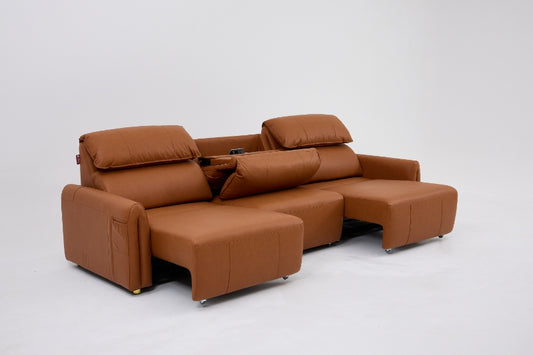 3 Seater Electric Recliner Fabric Sofa with USB Port Wireless Charging Reclining Sectional Couch Middle Coffee Tray Fashion Furniture