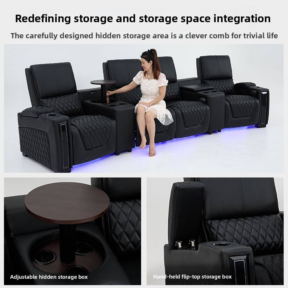 Luxurious Recliner Sofa with Hidden Storage Italy Grain Leather Modern Technology Sofa Extraordinary Experience Furniture
