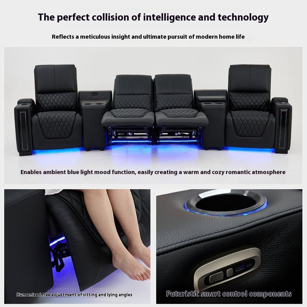 Luxurious Recliner Sofa with Hidden Storage Italy Grain Leather Modern Technology Sofa Extraordinary Experience Furniture