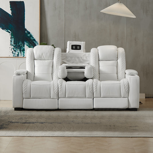 Modern Home Theater Sofa Cinema Furniture Quiet White Leather Sofa 3 +2 +1 For Luxurious Experience Furniture