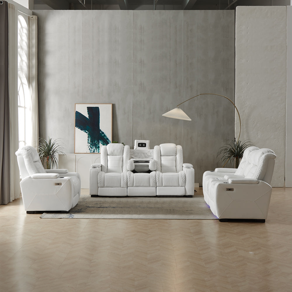 Modern Home Theater Sofa Cinema Furniture Quiet White Leather Sofa 3 +2 +1 For Luxurious Experience Furniture