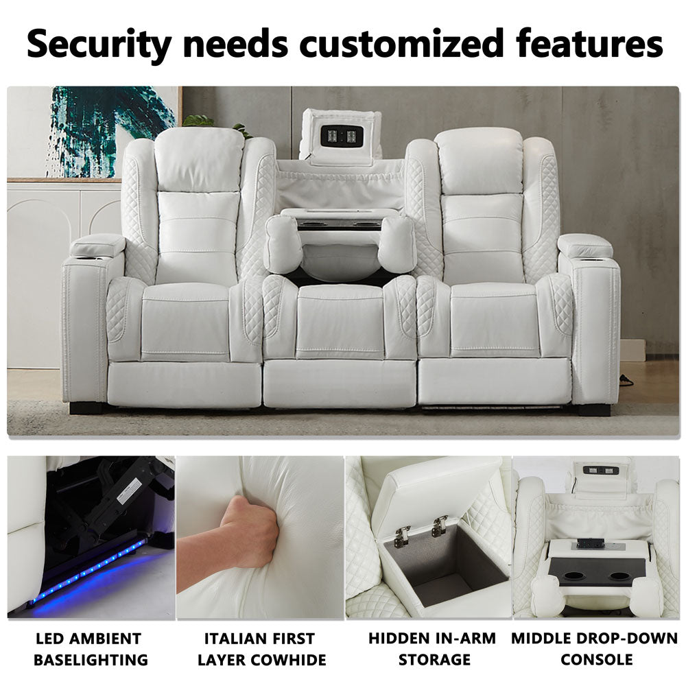 Modern Home Theater Sofa Cinema Furniture Quiet White Leather Sofa 3 +2 +1 For Luxurious Experience Furniture