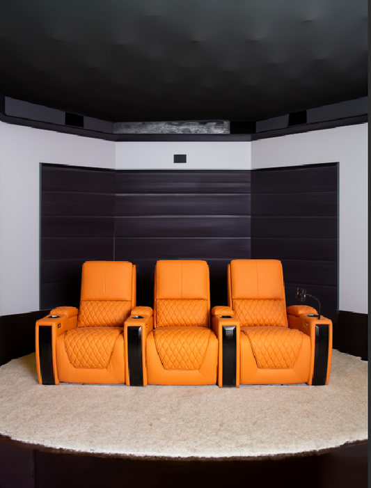 Luxury Home Theater Seating Reclining Sofa VIP Cinema Sofa Power Recline LED Lighting Plush Leather Modern Stylish Original Designs Furniture Sofa