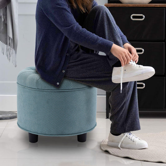 Green Storage Ottoman Living Room Matching Ottoman for the Sofa Technology Fabric Sofa Ottoman