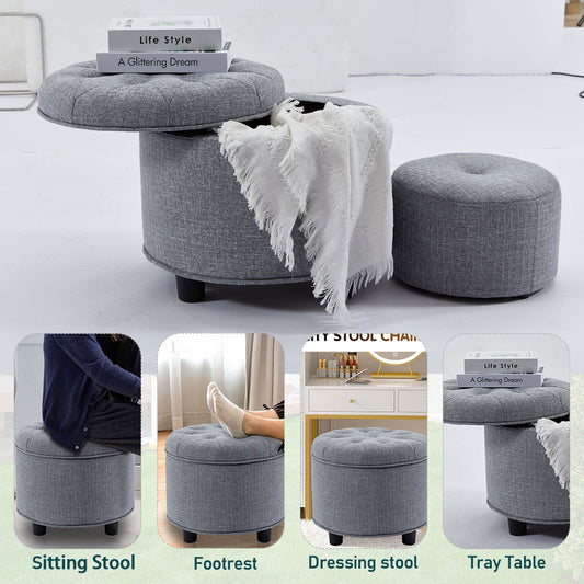 Light Grey Sofa Ottoman Technology Fabric Storage Matching Ottoman for The Sofa