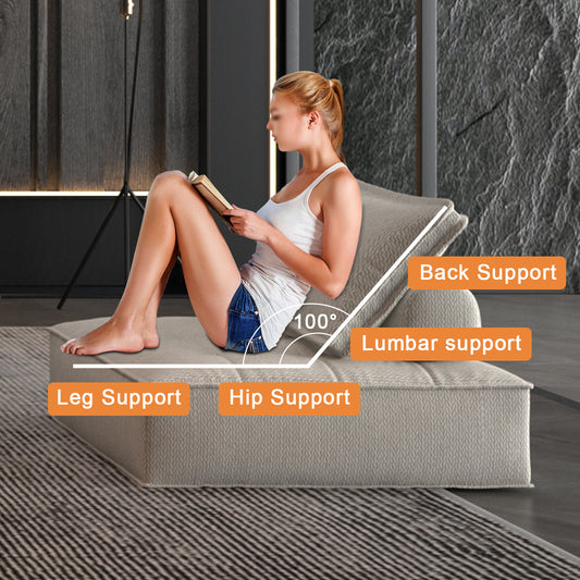 Soft Beige Modular Sofa Linen Fabric Friendly Skin High-resilience Sponge Flexible Configurations Seating