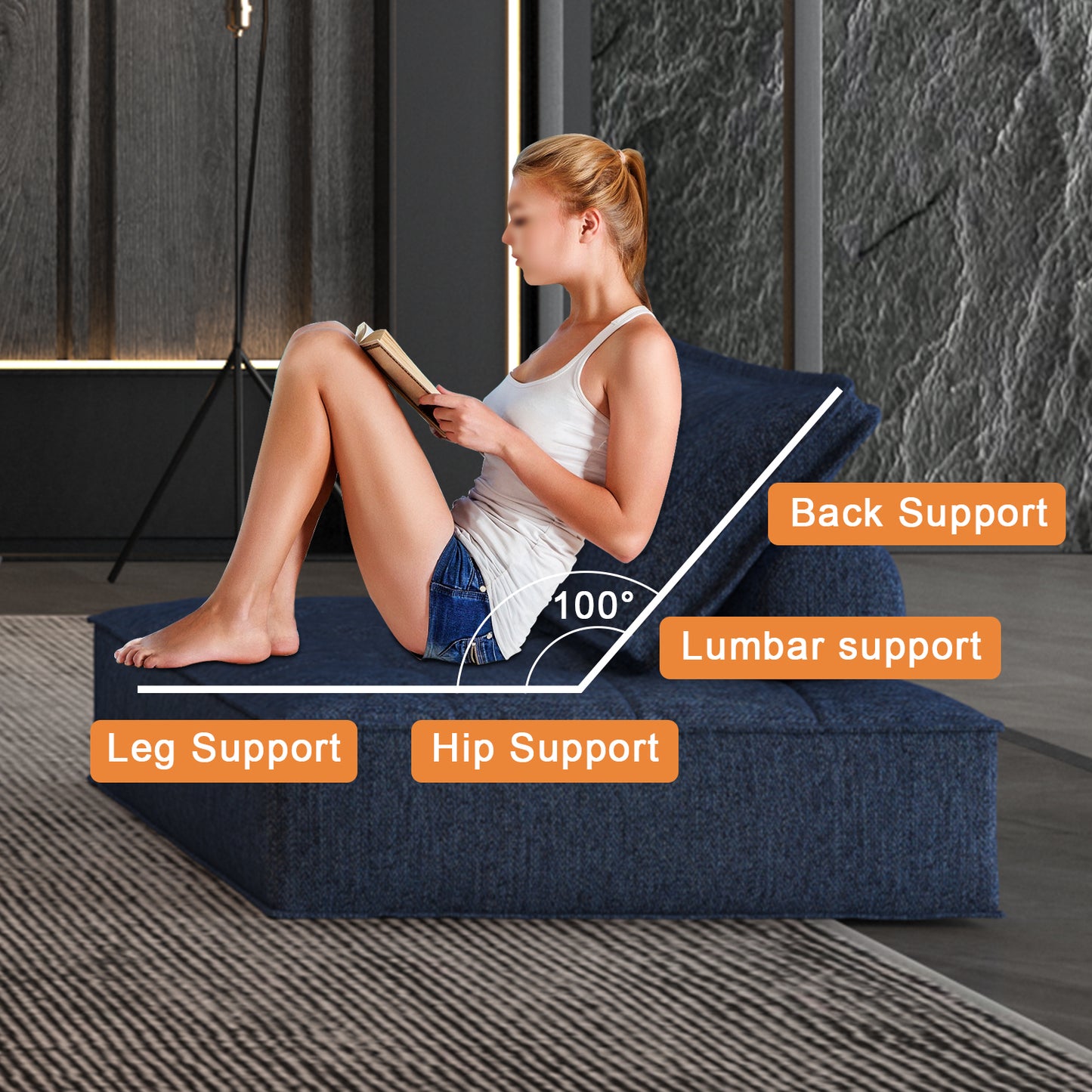 Modular Sofa Rich Navy Blue Diversity Combination Sofa Linen Fabric Eco-friendly Skin-friendly High-resilience Sponge for Comfortable Furniture