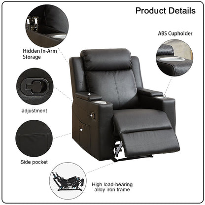 Latest Single Recliner Sofa Semi-aniline Leather Chair Classic Black Grey Style with Exquisite Details for Living Room Furniture