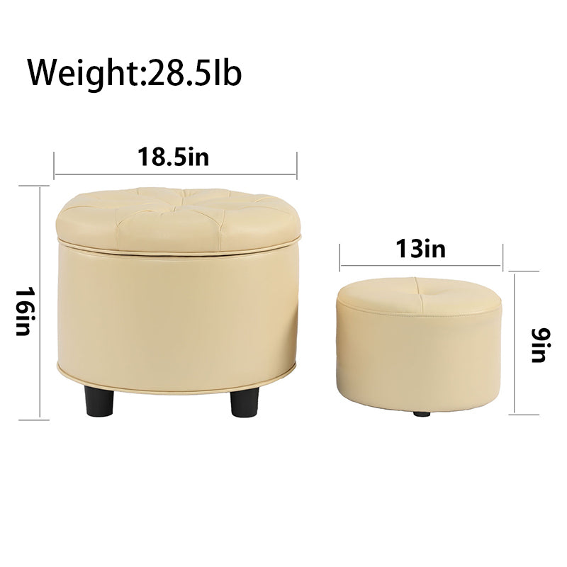 Beige Sofa Ottoman Living Room Storage Ottoman Technology Fabric Matching Ottoman for the Sofa