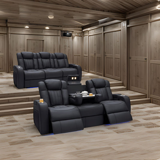 Multi-functional Home Theater Sofa Luxury Seating Recliner with USB charging Storage Adjustable Headrest Cup Holder Massage Infinite Comfort