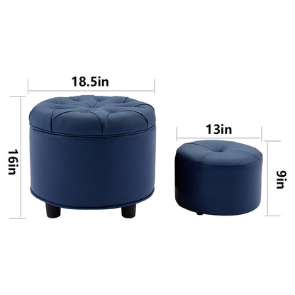 Matching Ottoman for the Sofa Blue Footrest Technology Fabric Storage Ottoman