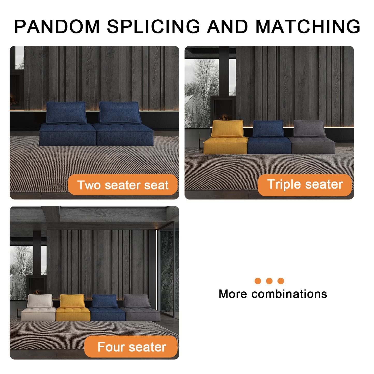 Modular Sofa Rich Navy Blue Diversity Combination Sofa Linen Fabric Eco-friendly Skin-friendly High-resilience Sponge for Comfortable Furniture
