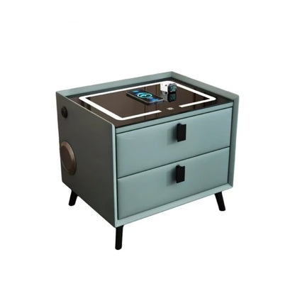 Common Fashion Model Smart Bedside Table with Minimalist Modern Design Drawers Leather Finish Wireless Charging Fingerprint Lock