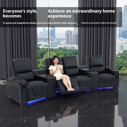 Luxurious Recliner Sofa with Hidden Storage Italy  Grain Leather Modern Technology Sofa Extraordinary Experience Furniture