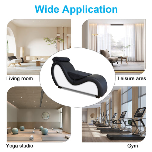 Black & White Longue Chair with Headrest Waist Pillow Leisure Sofa Furniture