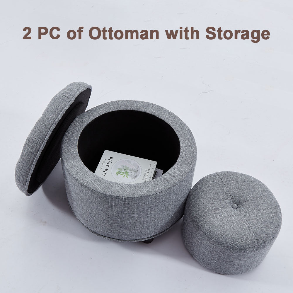 Light Grey Sofa Ottoman Technology Fabric Storage Matching Ottoman for The Sofa
