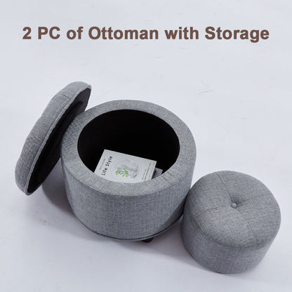 Light Grey Sofa Ottoman Technology Fabric Storage Matching Ottoman for The Sofa