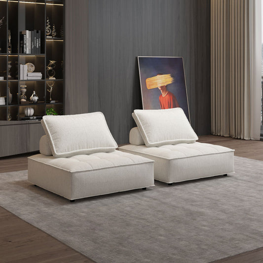 Soft Beige Modular Sofa Linen Fabric Friendly Skin High-resilience Sponge Flexible Configurations Seating