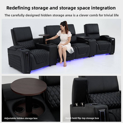 Luxurious Recliner Sofa with Hidden Storage Italy  Grain Leather Modern Technology Sofa Extraordinary Experience Furniture