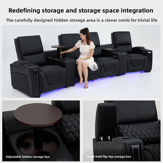 Luxurious Recliner Sofa with Hidden Storage Italy  Grain Leather Modern Technology Sofa Extraordinary Experience Furniture