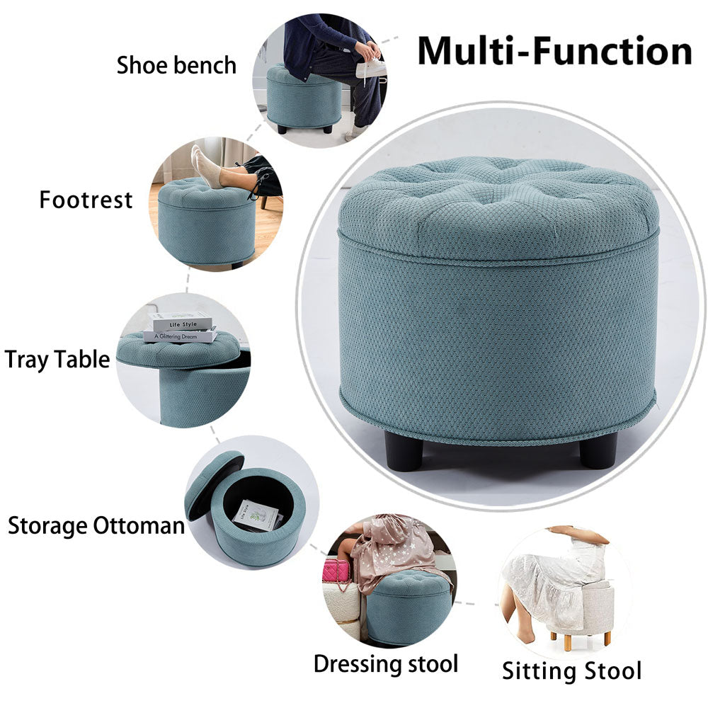 Green Storage Ottoman Living Room Matching Ottoman for the Sofa Technology Fabric Sofa Ottoman