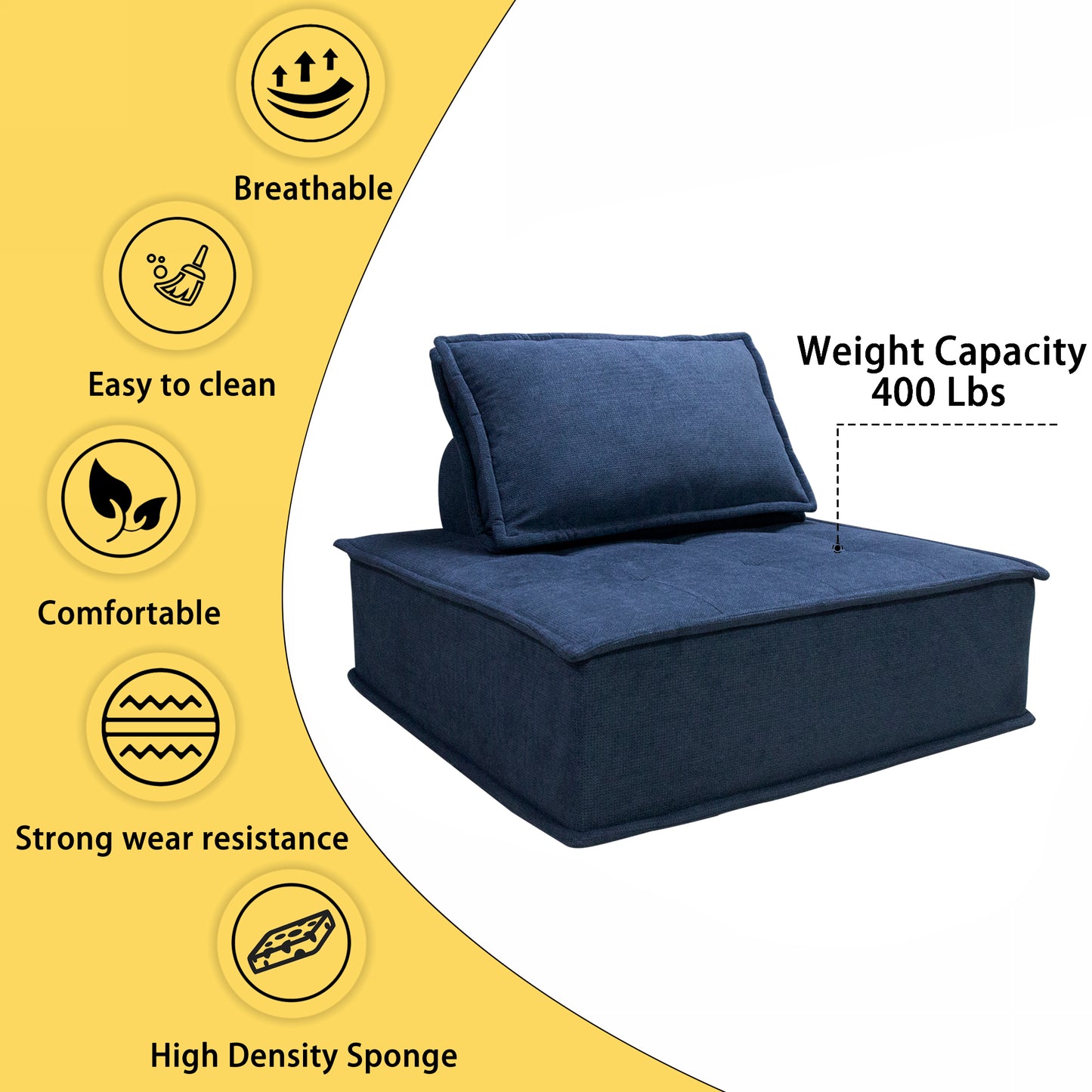 Modular Sofa Rich Navy Blue Diversity Combination Sofa Linen Fabric Eco-friendly Skin-friendly High-resilience Sponge for Comfortable Furniture