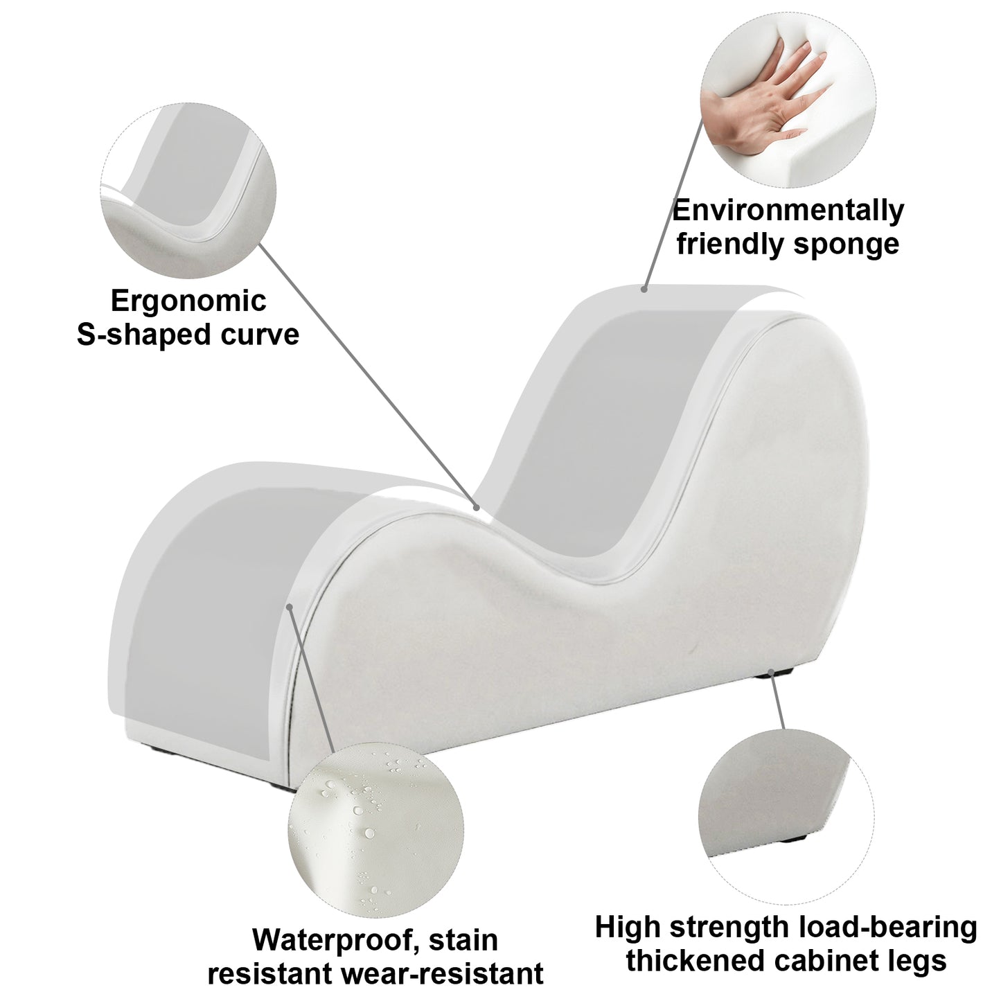 Pure White Longue Chair New Style S Shape Comfortable Sofa Meet with Body Shape Furniture