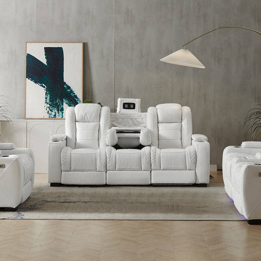 Modern Home Theater Sofa Cinema Furniture Quiet White Leather Sofa 3 +2 +1 For Luxurious Experience Furniture
