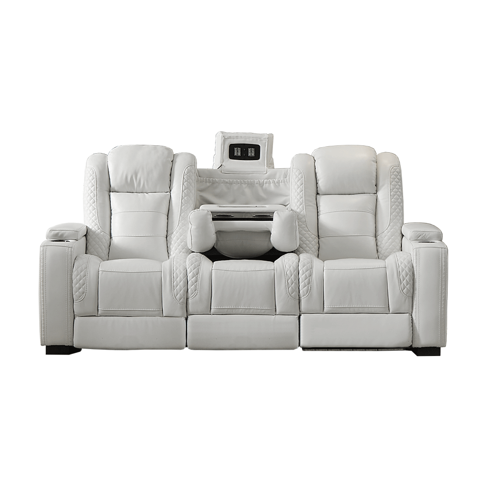Modern Home Theater Sofa Cinema Furniture Quiet White Leather Sofa 3 +2 +1 For Luxurious Experience Furniture