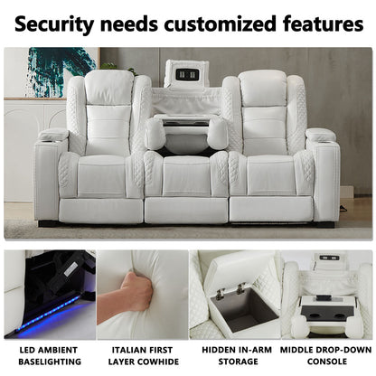 Modern Home Theater Sofa Cinema Furniture Quiet White Leather Sofa 3 +2 +1 For Luxurious Experience Furniture