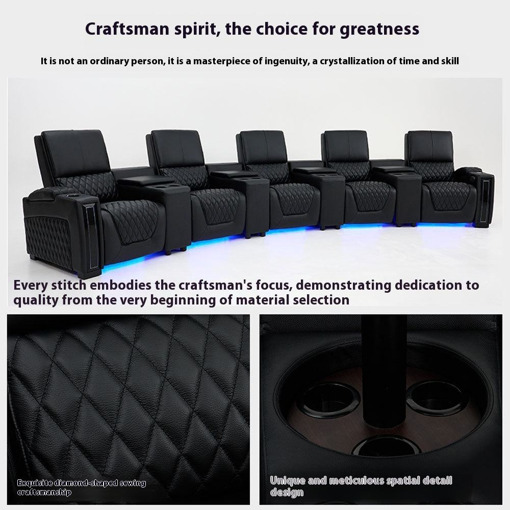 Luxurious Recliner Sofa with Hidden Storage Italy  Grain Leather Modern Technology Sofa Extraordinary Experience Furniture
