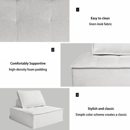 Soft Beige Modular Sofa Linen Fabric Friendly Skin High-resilience Sponge Flexible Configurations Seating