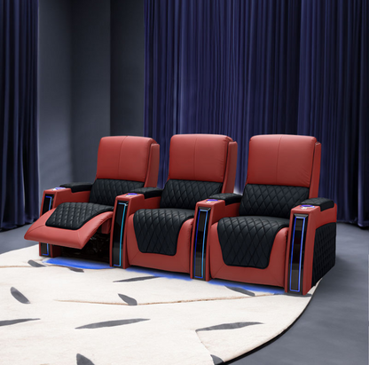 Luxury Home Theater Seating Reclining Sofa VIP Cinema Sofa Power Recline LED Lighting Plush Leather Modern Stylish Original Designs Furniture Sofa