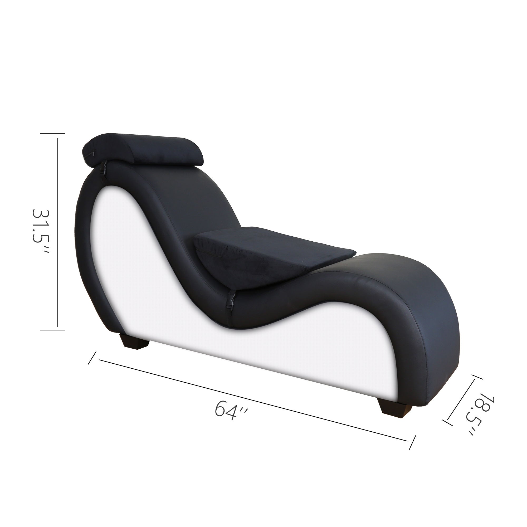 Black & White Longue Chair with Headrest Waist Pillow Leisure Sofa Furniture