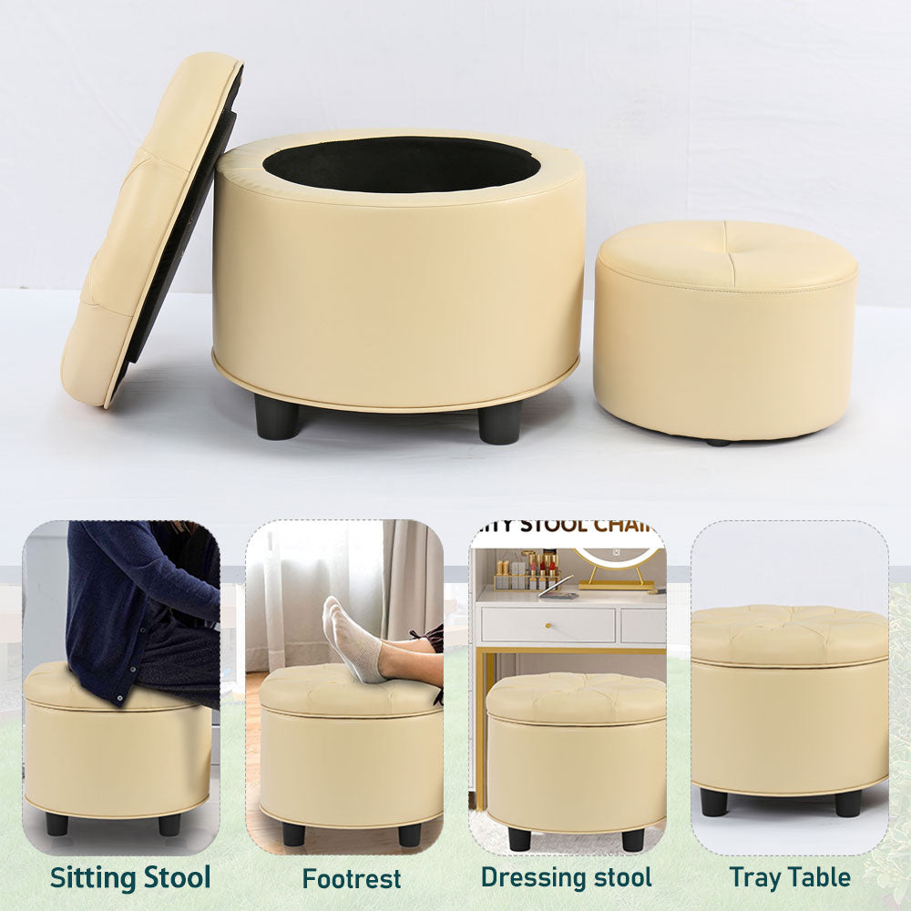 Beige Sofa Ottoman Living Room Storage Ottoman Technology Fabric Matching Ottoman for the Sofa
