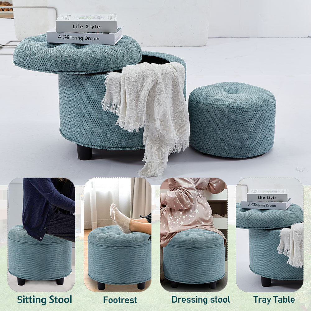 Green Storage Ottoman Living Room Matching Ottoman for the Sofa Technology Fabric Sofa Ottoman