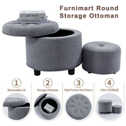 Light Grey Sofa Ottoman Technology Fabric Storage Matching Ottoman for The Sofa