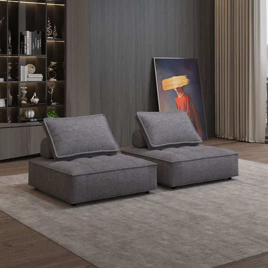 Trendy Grey Modular Sofa Flexible Configurations Linen Fabric Sofa High-resilience Sponge for Friendly Skin Furniture
