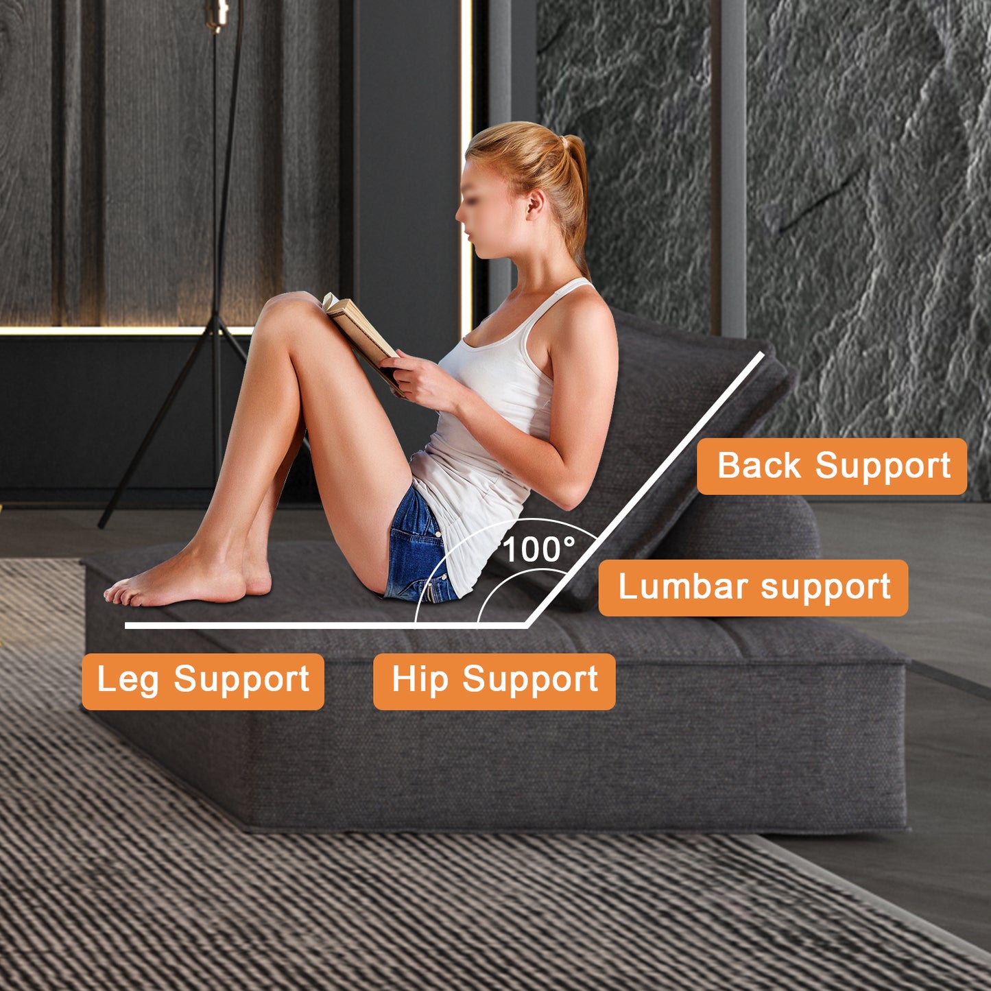 Trendy Grey Modular Sofa Flexible Configurations Linen Fabric Sofa High-resilience Sponge for Friendly Skin Furniture
